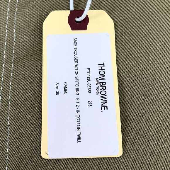 Thom Browne Camel Sack Trousers With Topstitching Fit 2 Size 38 100% Cotton Twil - Picture 5 of 8